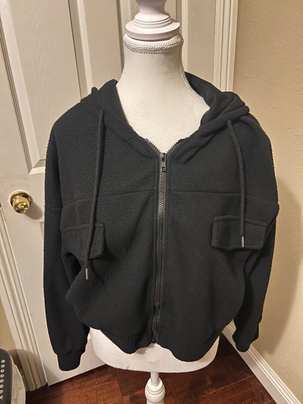 Shein Cropped Cozy Front Pocket Flap Zipper Jacket